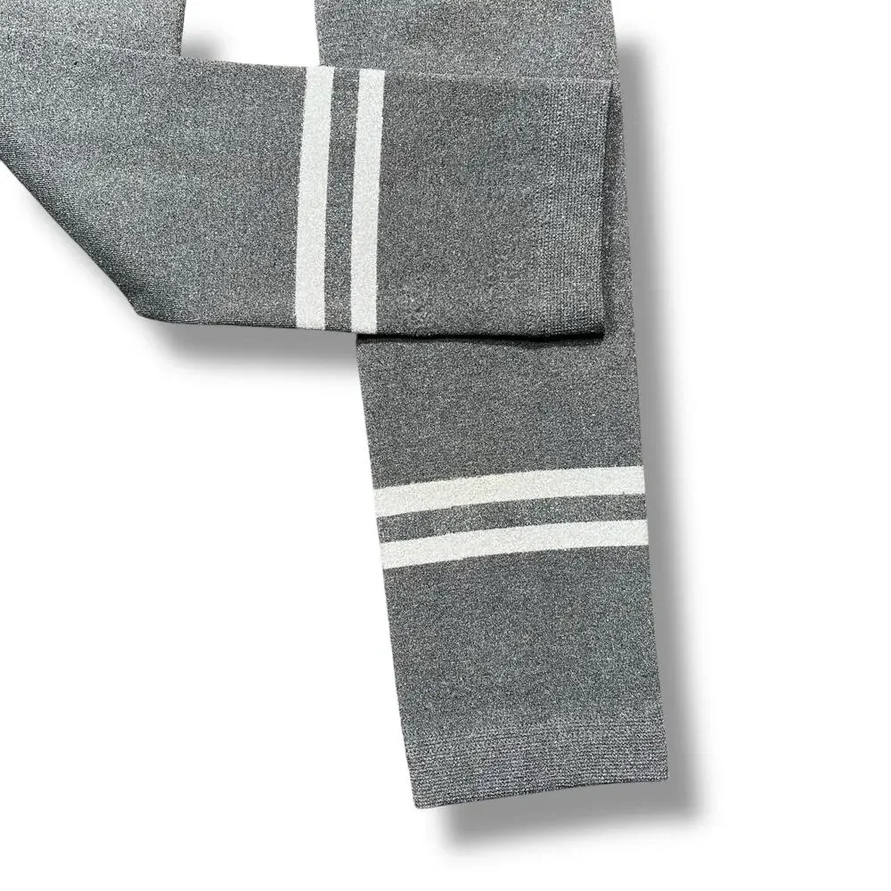 Girls Fleece Lined Footless Tights Gray Silver Size 6 7
